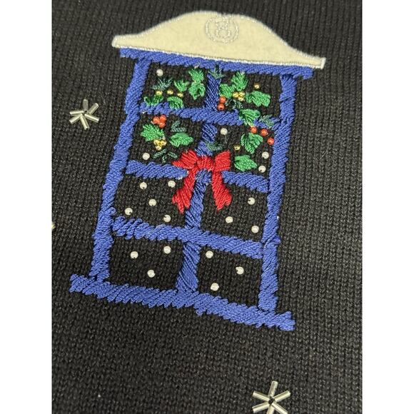 Vintage Nutcracker Black XL Embroidered Embellished Christmas Theme Sweater - Picture 4 of 12